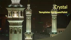  Presentation with makkah - Colorful PPT layouts enhanced with makkah - mecca holy mosque backdrop and a wine colored foreground