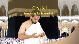  Presentation with pilgrim - Slide deck consisting of makkah - muslim pilgrim in white traditional background and a tawny brown colored foreground