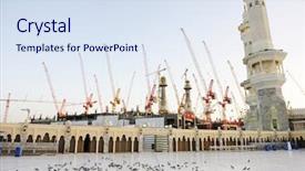  Presentation with kaaba mecca - Amazing theme having corporate spa - old wooden office desk view backdrop and a coral colored foreground