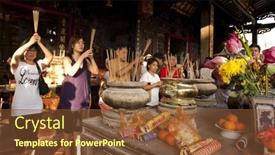  Presentation with malacca - PPT theme featuring malacca-february-16-devotees-pray background and a tawny brown colored foreground