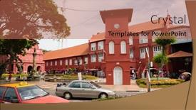  Presentation with world heritage sites - Presentation theme featuring malacca-malaysia-circa-january-2015 background and a coral colored foreground