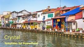  Presentation with malacca - Slide set having malacca-malaysia-skyline background and a tawny brown colored foreground