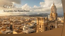  Presentation with cityscape - Theme enhanced with malaga-cityscape-with-beautiful-cathedral and a soft green colored foreground