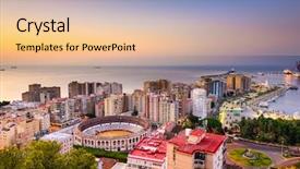  Presentation with skyline of nashville tn - Slides featuring malaga spain dawn skyline towards background and a lemonade colored foreground