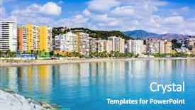  Presentation with resort - Cool new presentation theme with resort skyline at malagueta beach backdrop and a teal colored foreground
