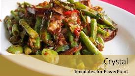  Presentation with chinese traditional - Presentation with malay food - assorted stirfried vegetables in spicy background and a yellow colored foreground