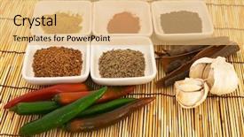  Presentation with curry - PPT theme having malay food - curry spices on a bamboo background and a yellow colored foreground