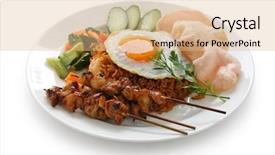  Presentation with food satay - Amazing PPT theme having malay food - nasi goreng with prawn crackers backdrop and a lemonade colored foreground