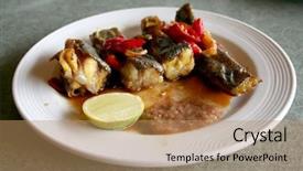  Presentation with white plate - Cool new slide set with malay food - spicy grilled rayfish traditional asian backdrop and a coral colored foreground