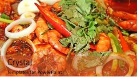  Presentation with prawn - Cool new presentation with malay food - spicy prawn dish traditional tropical backdrop and a red colored foreground