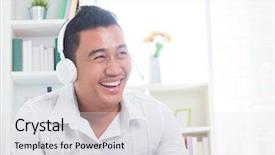  Presentation with asian - Theme with malay house - attractive southeast asian man listen background and a  colored foreground