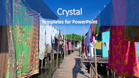  Presentation with sabah - Presentation featuring malay house - colorful washing lining a wooden background and a teal colored foreground