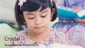  Presentation with family reading - PPT theme with malay house - muslim family living lifestyle southeast background and a  colored foreground