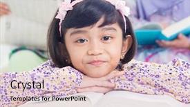  Presentation with family reading - Colorful slides enhanced with malay house - muslim girl reading book backdrop and a  colored foreground