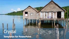  Presentation with sabah - Amazing PPT theme having malay house - traditional sea bajau home made backdrop and a teal colored foreground