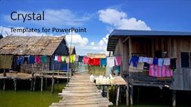  Presentation with sabah - Presentation design with malay house - veiw of wooden homes background and a light blue colored foreground