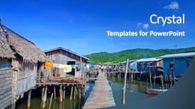  Presentation with sabah - Amazing presentation theme having malay house - wooden boardwalk leading to thatched backdrop and a cobalt blue colored foreground