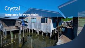  Presentation with zinc - Presentation design enhanced with malay house - wooden boardwalk leading to zinc background and a teal colored foreground