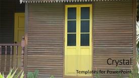  Presentation with house - Amazing slide deck having malay house in the city backdrop and a coral colored foreground