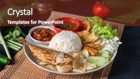  Presentation with food fish - Beautiful PPT theme featuring malay or indonesian local food backdrop and a tawny brown colored foreground