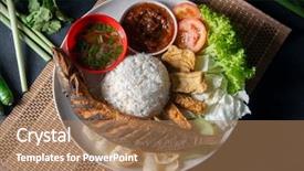  Presentation with catfish - Colorful presentation design enhanced with malay or indonesian local food backdrop and a coral colored foreground
