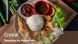  Presentation with food fish - Beautiful slide deck featuring malay or indonesian local food backdrop and a tawny brown colored foreground