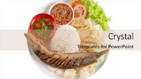 Presentation with catfish - Slide deck featuring malay or indonesian local food background and a coral colored foreground