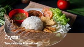 Presentation with catfish - Amazing PPT layouts having malay or indonesian local food backdrop and a tawny brown colored foreground