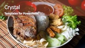  Presentation with food fish - Audience pleasing presentation design consisting of malay or indonesian local food backdrop and a tawny brown colored foreground