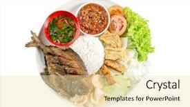  Presentation with food fish - Presentation theme featuring malay or indonesian local food background and a blonde colored foreground