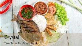  Presentation with food fish - Presentation theme with malay or indonesian local food background and a yellow colored foreground
