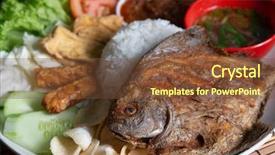  Presentation with food fish - Colorful presentation enhanced with malay or indonesian local food backdrop and a tawny brown colored foreground