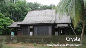  Presentation with village - PPT theme with malay village house background and a tawny brown colored foreground