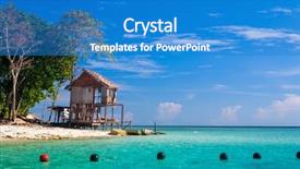  Presentation with tourists - Presentation design with malaysia - white beaches emerald green sea background and a teal colored foreground