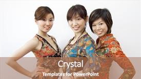  Presentation with asian - Beautiful presentation theme featuring malaysia airline - portraits of three asian girls backdrop and a coral colored foreground