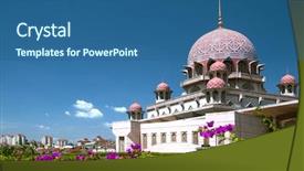  Presentation with malaysia culture - Presentation theme featuring malaysia culture - putrajaya mosque in the new background and a ocean colored foreground