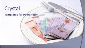  Presentation with malaysia - Slide set with malaysia-currency-on-dinner-plate background and a sky blue colored foreground