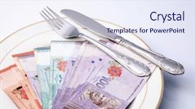  Presentation with malaysia - Presentation theme consisting of malaysia-currency-on-dinner-plate background and a sky blue colored foreground