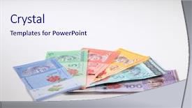  Presentation with ringgit malaysia - Slide deck having malaysia currency one five ten fifty and hundred ringgit background and a sky blue colored foreground