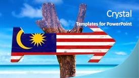  Presentation with malaysia flag - Audience pleasing PPT theme consisting of malaysia flag wooden sign backdrop and a cobalt blue colored foreground