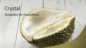  Presentation with durian - PPT theme featuring malaysia fruit durian background and a light gray colored foreground