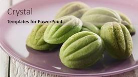  Presentation with kueh - Colorful presentation theme enhanced with malaysia-traditional-food-kueh-cara backdrop and a soft green colored foreground