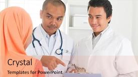  Presentation with doctor asian - PPT layouts having malaysian - medical doctor explaining health result background and a coral colored foreground