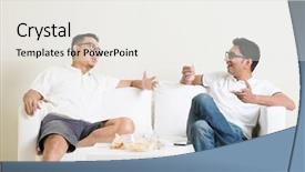  Presentation with two men climbing - Presentation design featuring malaysian - men talk concept two young background and a white colored foreground
