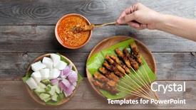  Presentation with chicken - Slide deck consisting of malaysian - overhead view people holding chicken background and a coral colored foreground