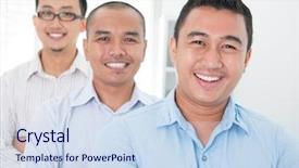  Presentation with group - Presentation enhanced with malaysian - southeast asian business group standing background and a sky blue colored foreground