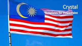  Presentation with patriotic malaysia flag - Cool new presentation theme with malaysian flag isolated on blue backdrop and a cobalt blue colored foreground