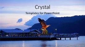  Presentation with eagle - PPT theme consisting of malaysian sculpture - eagle symbol in kuah town background and a light blue colored foreground