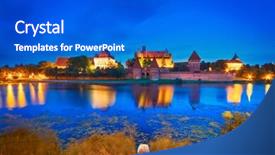  Presentation with reflection - PPT theme with malbork-castle-in-poland background and a cobalt blue colored foreground
