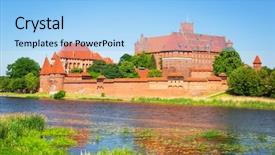  Presentation with poland - Colorful slide set enhanced with malbork-castle-in-summer-scenery backdrop and a light blue colored foreground